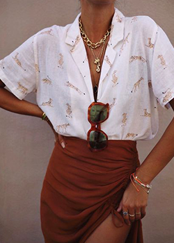 animal printed button down