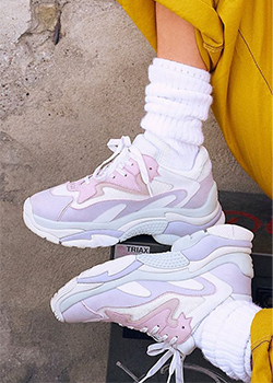 purple and pink pastel sneakers