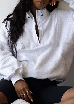 white tailored quarter-zip