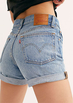blue cuffed shorts