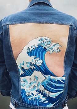wave painted jean jacket